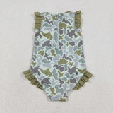 S0596  baby girl clothes camo print girl summer swimsuit beach wear