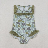 S0596  baby girl clothes camo print girl summer swimsuit beach wear