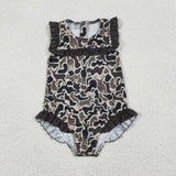 S0597 baby girl clothes camo print girl summer swimsuit beach wear