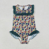 S0598  baby girl clothes camo print girl summer swimsuit beach wear