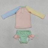 S0637 baby girl clothes pink print girl summer swimsuit beach wear