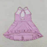 RTS Matching clothing kids solid color print clothing girl summer yoga swimsuit-2026.4.2