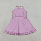 RTS Matching clothing kids solid color print clothing girl summer yoga swimsuit-2026.4.2
