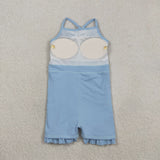 S0713  baby girl clothes blue print girl summer swimsuit beach wear yoga wear