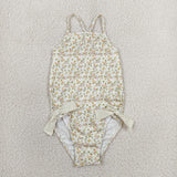 S0723   baby girl clothes floral print girl summer swimsuit beach wear