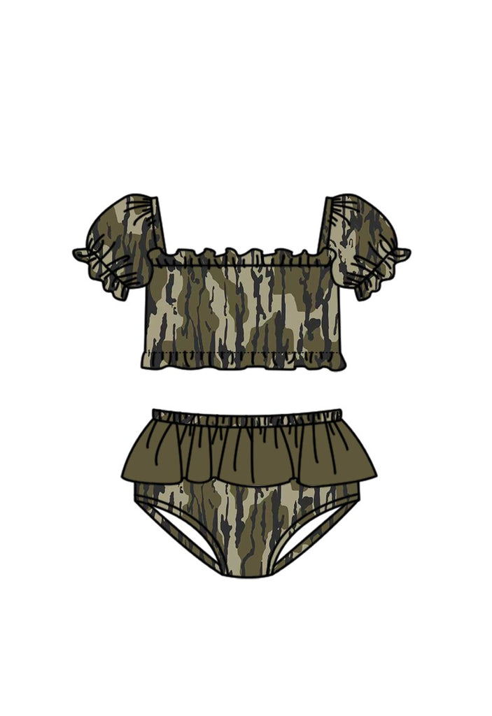 MOQ:5pcs S0760 pre-order baby girl clothes camo print girl summer swimsuit beach wear-2026.3.14