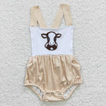 Cow embroidery baby boys cute romper