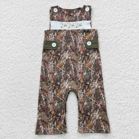 Little boys embroidery duck camo romper