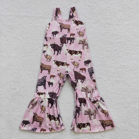 Kids pink cow print onesie romper