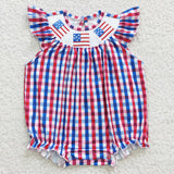 4th of july american flag toddler smocked romper
