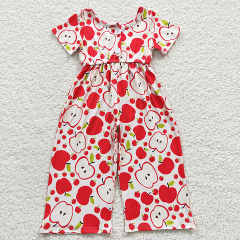 Apple print baby girls one-piece jumpsuit