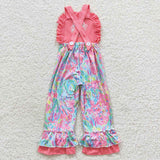 Santa embroidery girl christmas jumpsuit