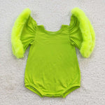 Toddler girl green flare christmas romper