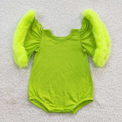 Toddler girl green flare christmas romper