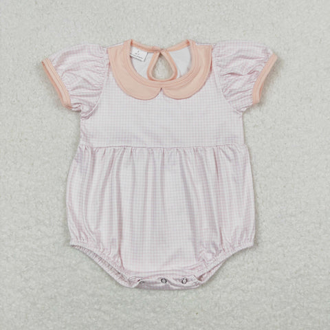 SR0597 baby girl clothes pink gingham girl summer bubble