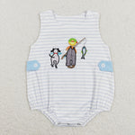 SR0644 baby boy clothes embroidery fishing boy toddler boy summer bubble