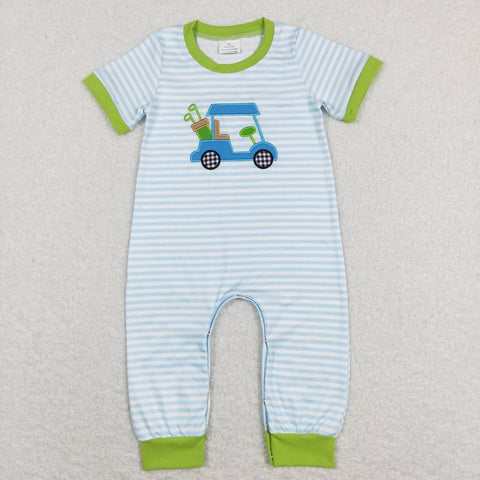 SR0700 baby boy clothes embroidered golf sightseeing cart boy summer romper