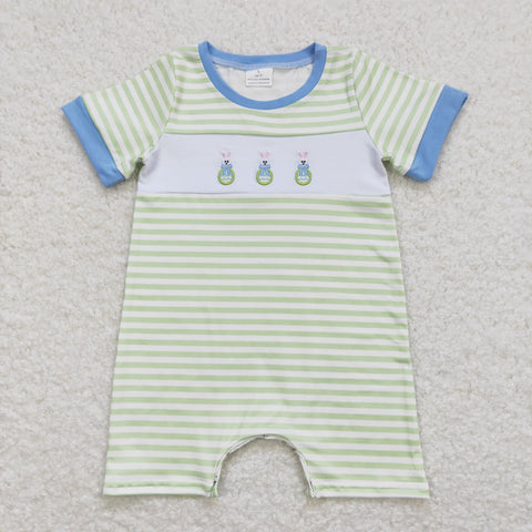 SR0704 baby boy clothes embroidery rabbit boy summer easter romper toddler summer clothes
