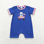 SR0749 baby boy 4th of July patriotic dog short sleeve romper