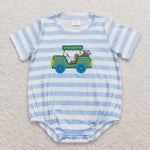 SR0795 baby boy clothes embroidery golf cart summer romper