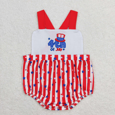 SR0810 baby clothes embroidery 4th of July patriotic romper