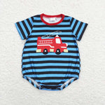 SR0836 baby boy clothes boy fire truck summer romper