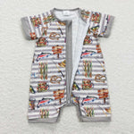 SR0842  baby boy clothes fishing gray boy summer romper