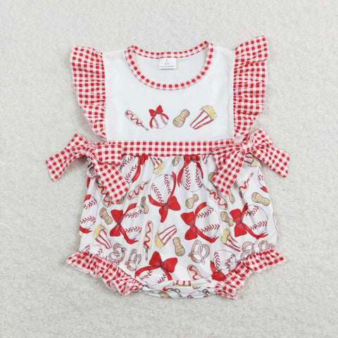 SR0848 baby girl clothes girl baseball bubble embroidery toddler baseball clothes summer bubble