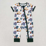 SR0850 baby clothes truck baby boy zipper romper