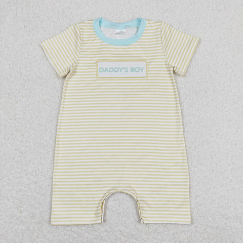 SR0890 baby boy clothes embroidery daddy’s boy summer romper