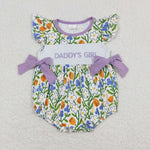 SR0891 baby girl clothes daddy’s embroidery girl summer romper