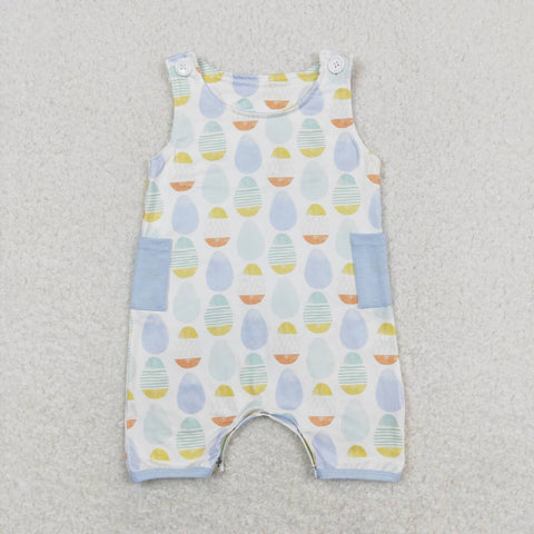 SR0901  baby boy clothes easter eggs boy easter summer romper