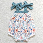 SR0907 baby girl clothes blue flower girl summer bubble