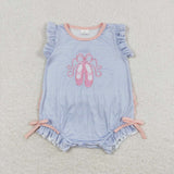 SR0931 baby girl clothes embroidery ballet shoes girl summer romper