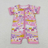 SR0968   baby girl clothes colorful smiley flowers girl summer romper