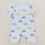 SR0982  baby boy clothes golf cart boy summer romper