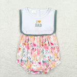 SR0988  baby girl clothes embroidery I love dad girl summer romper