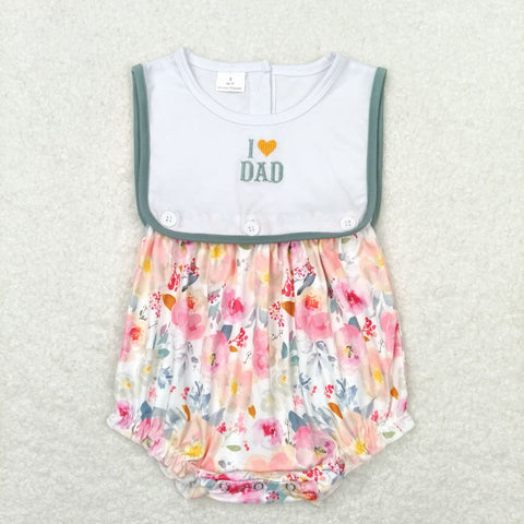 SR0988  baby girl clothes embroidery I love dad girl summer romper