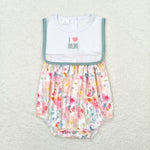 SR0989  baby girl clothes embroidery I love mom girl summer romper