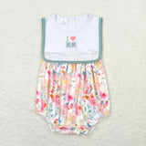 SR0989  baby girl clothes embroidery I love mom girl summer romper