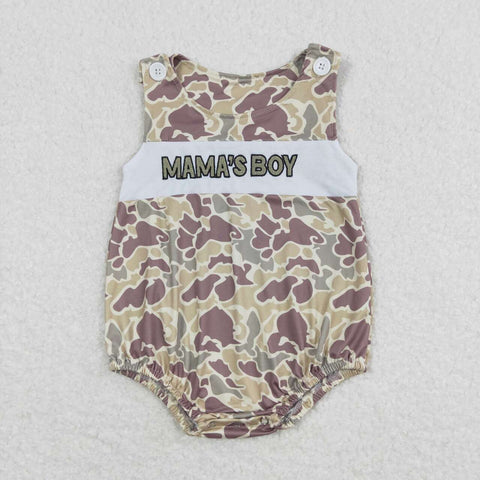 SR0995 baby boy clothes embroidery mama’s boy camo boy summer romper