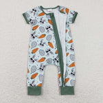 SR1014 baby boy clothes cool bunny boy zipper summer romper