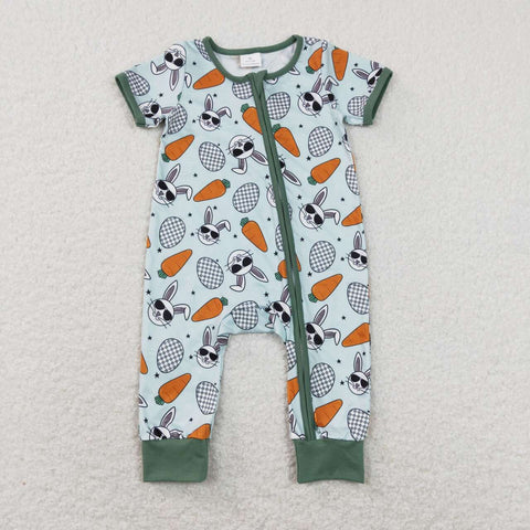 SR1014 baby boy clothes cool bunny boy zipper summer romper