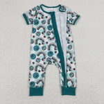 SR1021 baby girl clothes smiling turquoise girl zipper summer romper