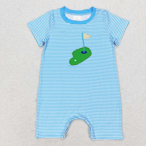 SR1044  baby boy clothes embroidery golf field toddler boy summer romper