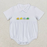 SR1077   baby girl clothes embroidery car toddler girl summer bubble