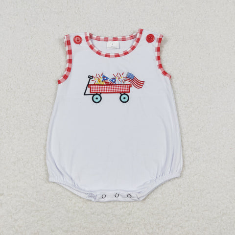 SR1078 baby boy clothes embroidery flag 4th of July patriotic toddler boy summer bubble