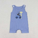 SR1102   baby boy clothes embroidery lineman toddler boy summer romper