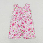 SR1127 baby girl clothes pink floral girl summer jumpsuit