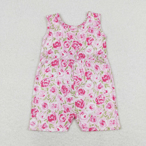 SR1127 baby girl clothes pink floral girl summer jumpsuit